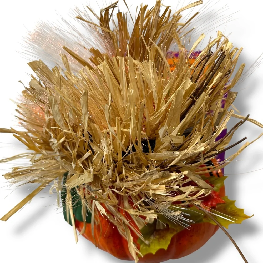 Vintage Halloween‎ PULEO 11” Fiber Optic Pumpkin Head Jack O Lantern Y2K Works
